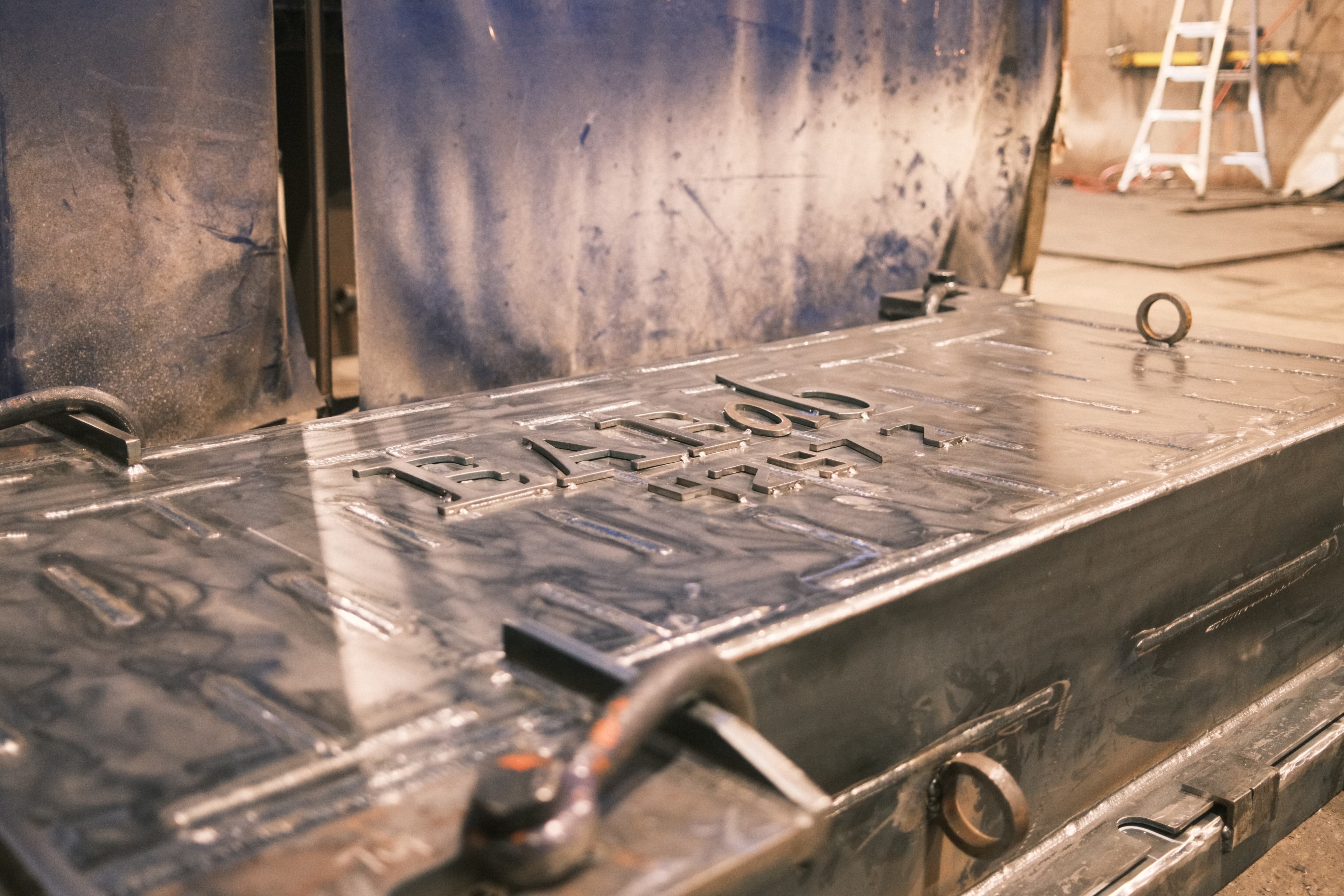 Plate roller and CNC burning equipment in operation