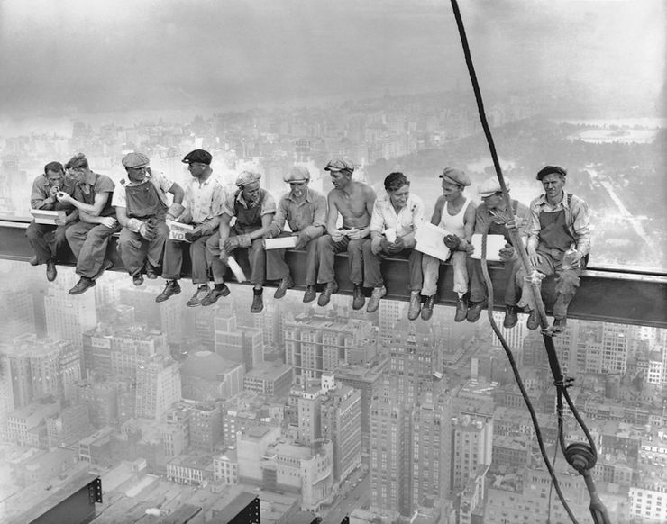 "Lunch atop a Skyscraper" Photo by Charles C Ebbets. Depicting the commitment of the steel industry's workforce.