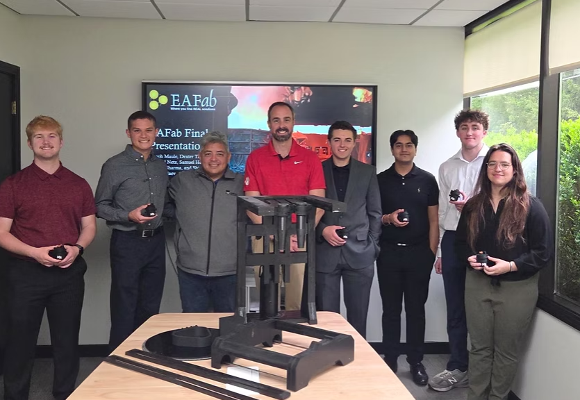 Students from Moon Area Township High School present their final Ladle Metallurgical Furnace Project EAFab Corporation, serving the North American steel industry with engineering services, fabricated equipment, and real solutions.,